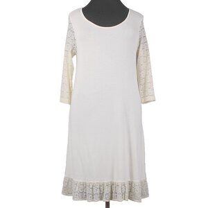 April Cornell Dress Devon Slip Sz M Cream Lace Detail Ruffles Viscose Dress